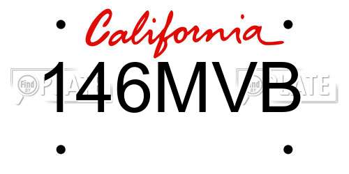 146MVB California License Plate