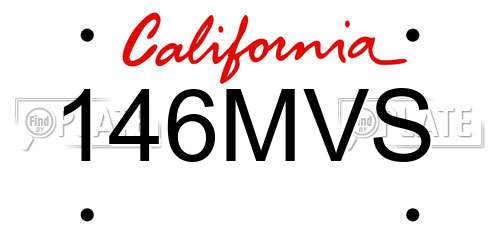 146MVS California License Plate