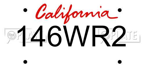 146WR2 California License Plate