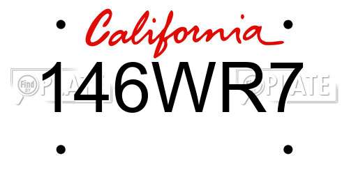 146WR7 California License Plate