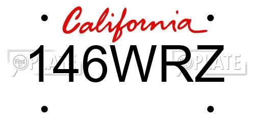 146WRZ California License Plate