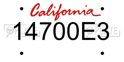 14700E3 California License Plate