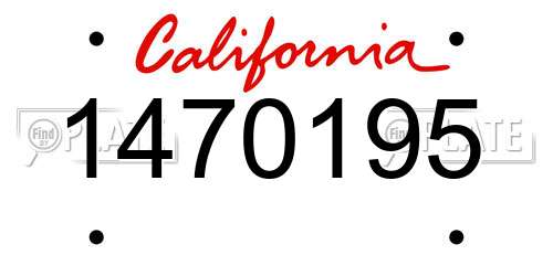 1470195 California License Plate