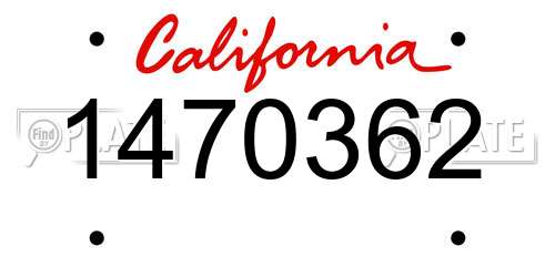 1470362 California License Plate