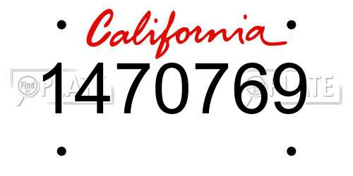 1470769 California License Plate