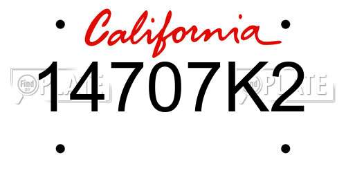 14707K2 California License Plate