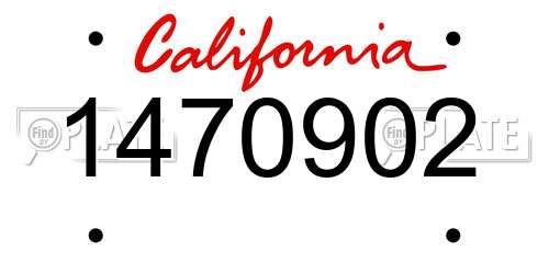 1470902 California License Plate