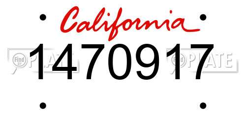 1470917 California License Plate