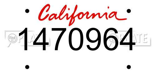 1470964 California License Plate