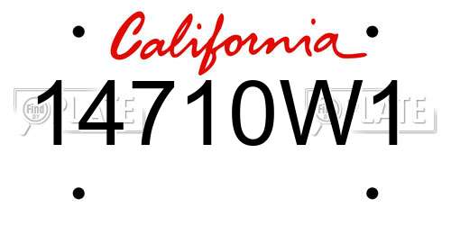 14710W1 California License Plate