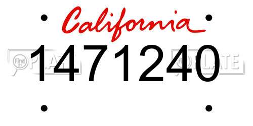1471240 California License Plate