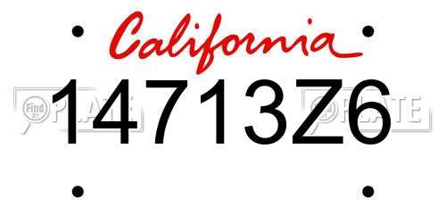 14713Z6 California License Plate