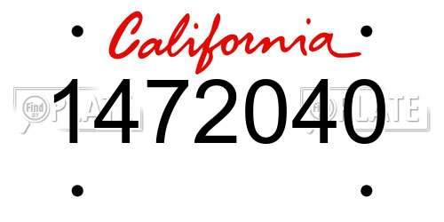1472040 California License Plate