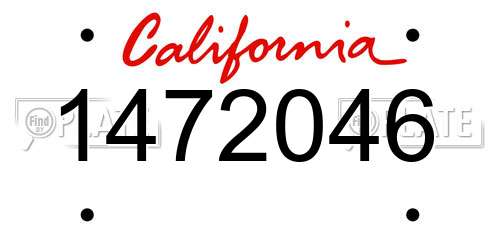 1472046 California License Plate