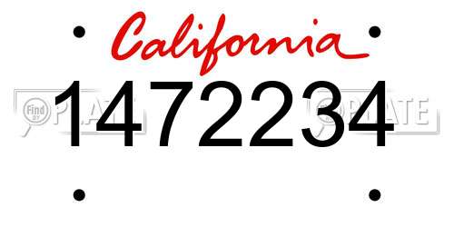 1472234 California License Plate
