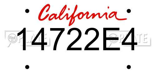 14722E4 California License Plate