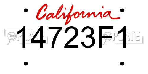 14723F1 California License Plate