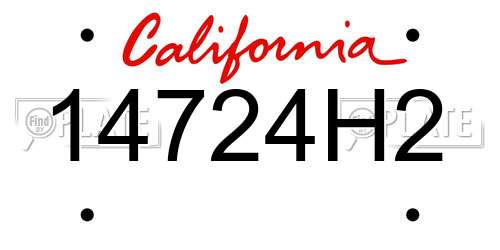 14724H2 California License Plate