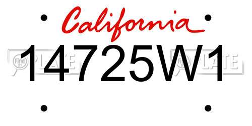14725W1 California License Plate