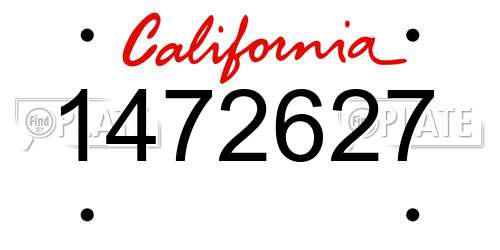 1472627 California License Plate