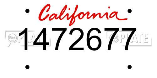 1472677 California License Plate