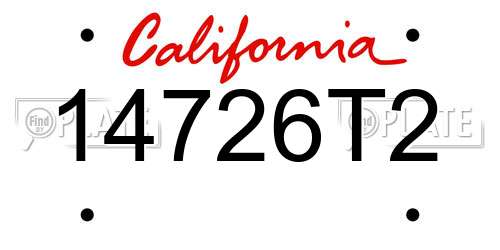 14726T2 California License Plate