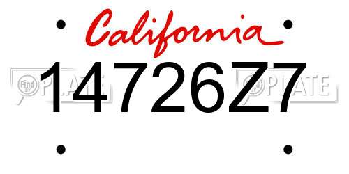 14726Z7 California License Plate