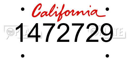 1472729 California License Plate