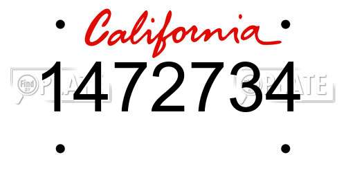 1472734 California License Plate