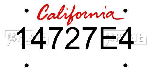 14727E4 California License Plate