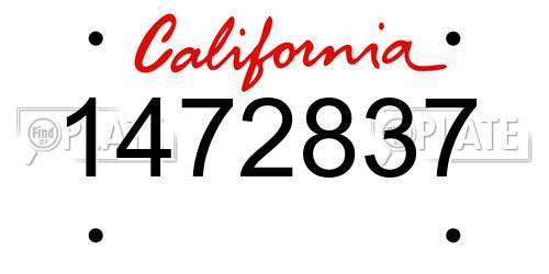 1472837 California License Plate
