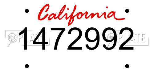 1472992 California License Plate