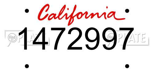1472997 California License Plate