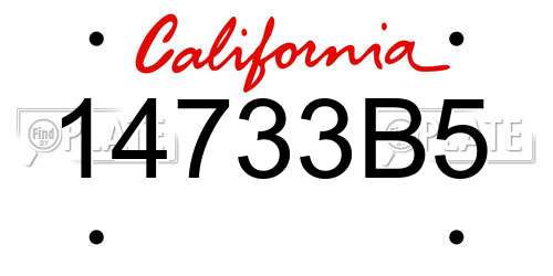 14733B5 California License Plate