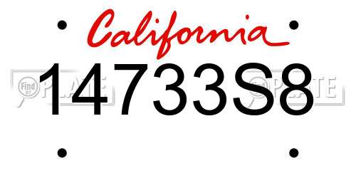 14733S8 California License Plate