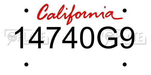 14740G9 California License Plate