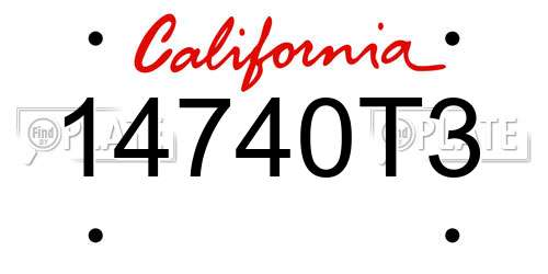 14740T3 California License Plate