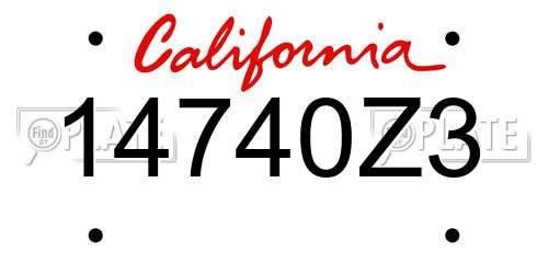 14740Z3 California License Plate