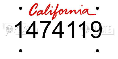 1474119 California License Plate