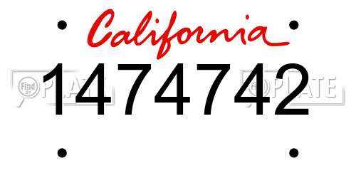 1474742 California License Plate