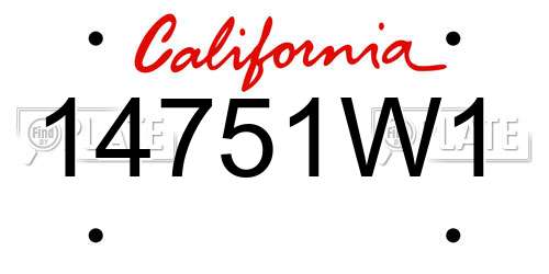 14751W1 California License Plate