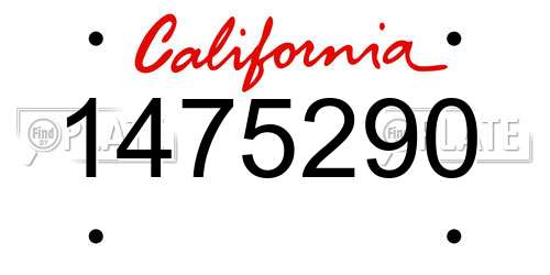 1475290 California License Plate