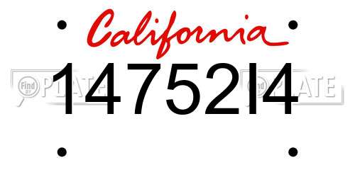 14752I4 California License Plate