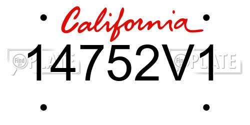 14752V1 California License Plate