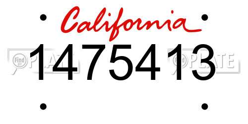 1475413 California License Plate