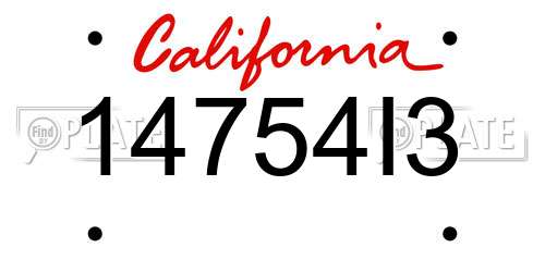 14754I3 California License Plate