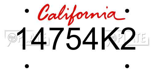 14754K2 California License Plate