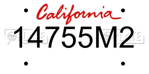 14755M2 California License Plate