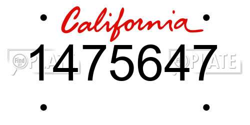 1475647 California License Plate