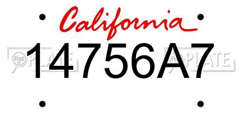 14756A7 California License Plate